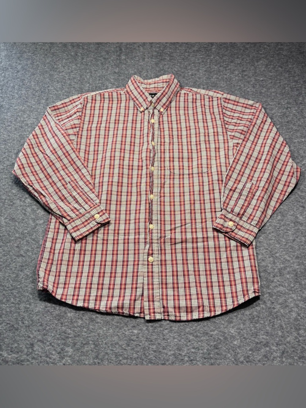 Express Boy’s Red and White Plaid Button-Down Shirt